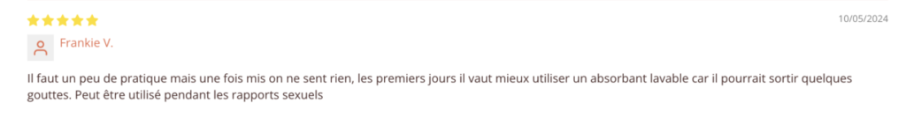 Avis positif sur le disque menstruel avec languette Omydisc